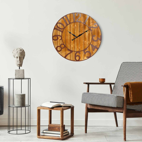 Reloj De Pared San Joaquin Decoracion Hierro Y Madera Ø80cm
