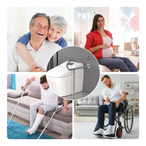 Jutang Agarraderas para Baño para Discapacitados Plegable para Inodoro Mango Plateado