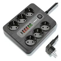 Comprar Alargue Zapatilla Schuko A 6 Tomas Schuko 5 Usb - 1 Usb C 2m
