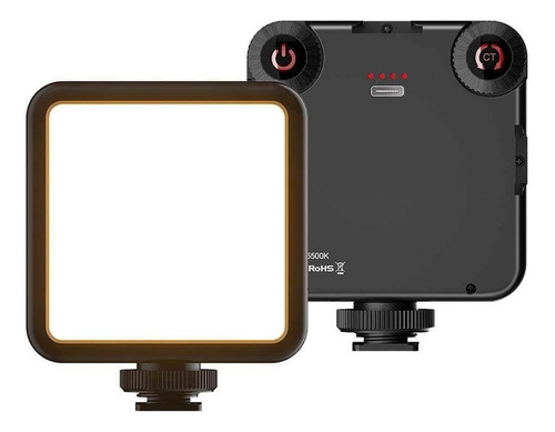 Iluminador Led Forte Recarregável C/ Encaixe Camera Ou Tripé Estrutura Classic Black Usb