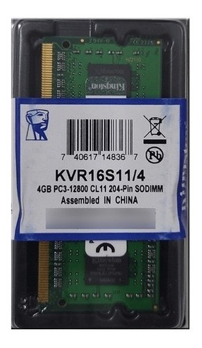 Kingston Memoria Ram Ddr3 4gb 12800/1600 Mhz Laptop