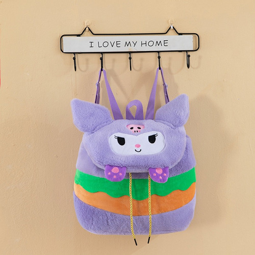 Mochila De Felpa Para Niños Ins Style Koromi Cinnamoroll Color Violeta Diseño De La Tela Lisa
