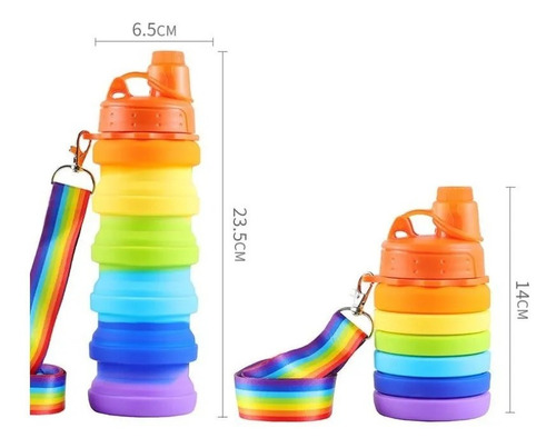 Imagen 3 de 4 de Botella De Silicona Plegable Rainbow Arcoiris Orig. Cresko