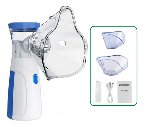 Nebulizador Mesh Ultrasonico - Eficacia Y Confort Usb Blanco Detalles Azul