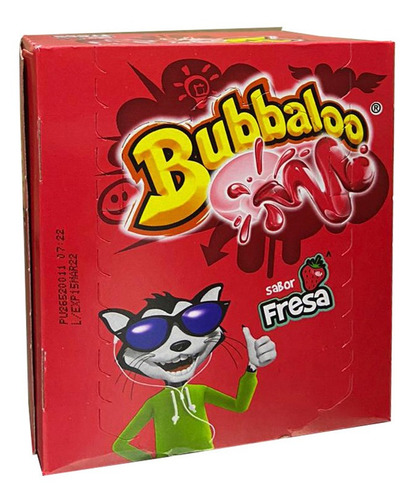 Chicle Goma De Mascar Bubbaloo Sabor Fresa Caja Con 47 Pzas
