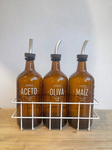 Imagen 2 de 4 de Botellas Set Aceite Aceto Oliva Deco Cocina