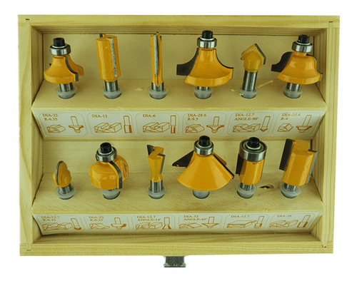 Kit Set Juego De Fresas 12 Piezas 1/4 Tupi Router Toolmak