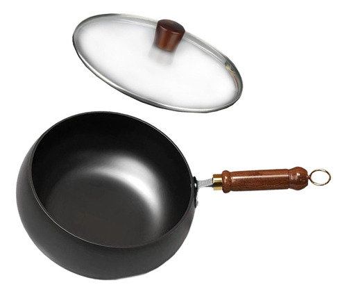 Wok Chino De Gas Hirviendo Con Mango De Tapa De Vidrio