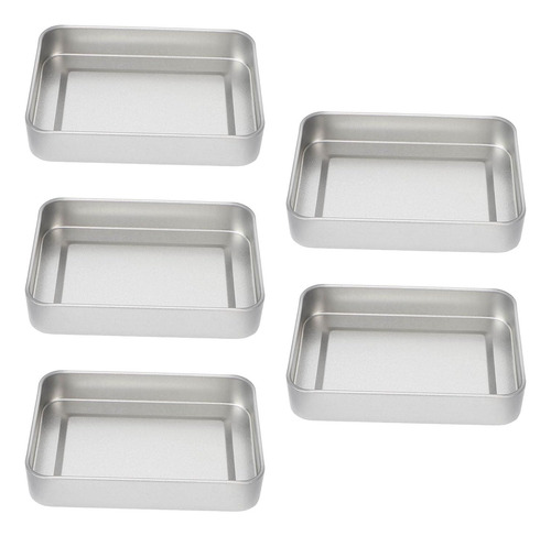 Caja De Hojalata Rectangular Con Tapa - 5 Piezas De Contened
