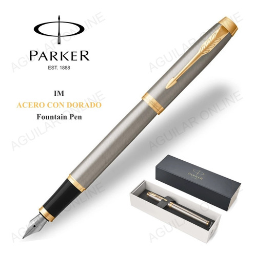 Lapicera Pluma Parker Im Acero Con Dorado Apta Grabado