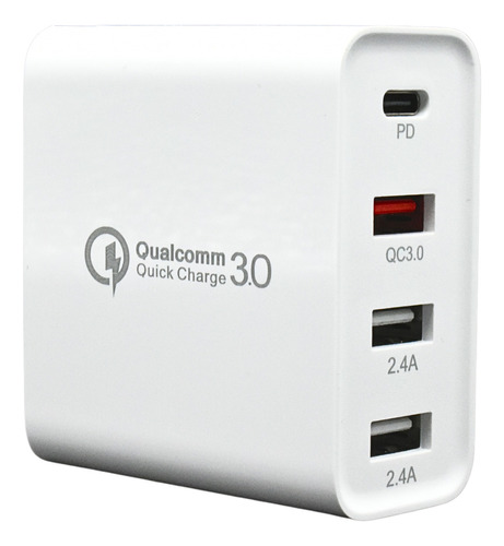 Cargador De Pared Carga Rápida 48w Gan Usb-c 4 Puertos Color Blanco