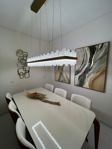 Lustre Pendente Dourado Retangular Esplendor