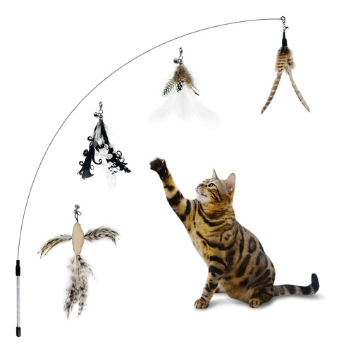 Alambre De Acero Flexible Ttcat Para Gatos, 90 Cm, Con 4 Plu