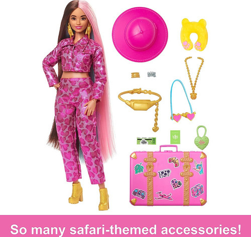 Muñeca Barbie Extra Fly Look De Safari Con Estampado Animal Rosa