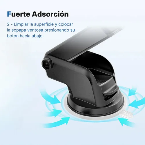 Soporte Celular P/ Auto Con Sopapa Brazo Extensible 360°