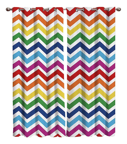 T H Rainbow Chevron Curtains Zig Zag Window Curtain 2 Panel