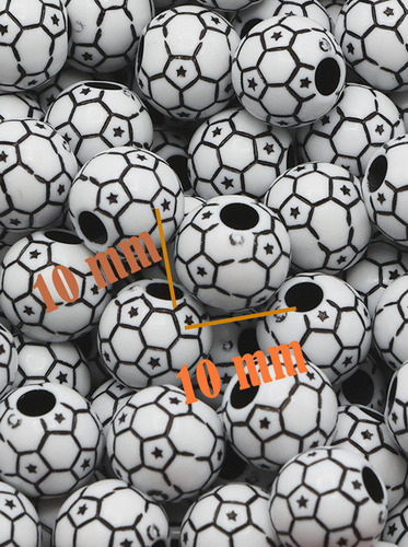 Balón Separador Acrilico Para Pulsera 100gr Futbol Volley Futbol Blanco 1 Cm 1 Cm