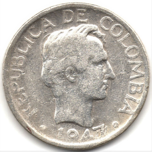 20 Centavos 1947 Bogotá Plata 7/7 Abajo