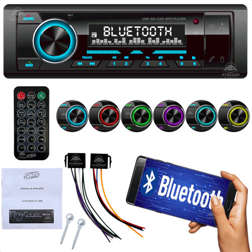 Rádio Automotivo Bluetooth Entrada Usb Sd Radio Fm Mp3player