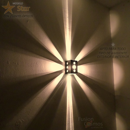 Difusor Exterior Fx Estrella Lente Optico C/ Lampara Led 10w