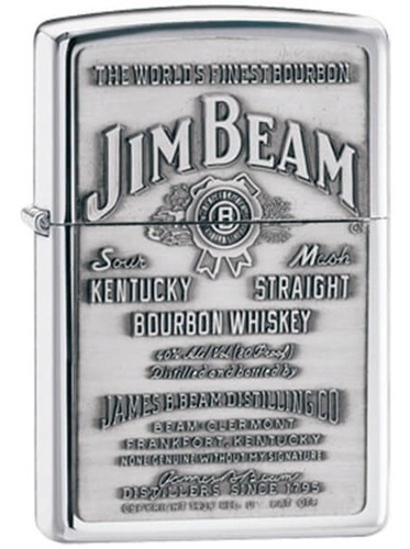 Encendedor Zippo Cromado Brillante Emblema Jim Bean