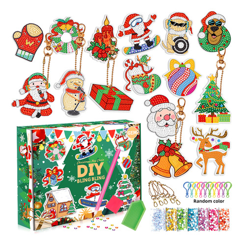 Kit De Pintura Diamante 5d Diy Llavero Santa Árbol Navidad B