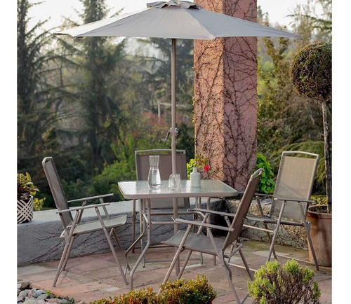 Juego De Comedor Menorca 4 Personas Chocolate Aire Libre