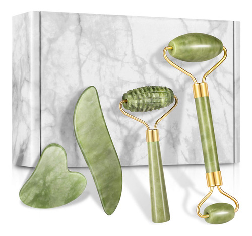 Set Jade Roller & Gua Sha Charmonic De 4 Piezas Para Rostro