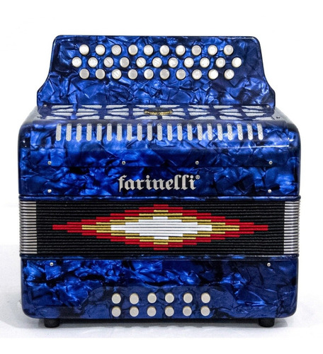 Acordeon 31 Botones 12 Bajos Azul Sol Farinelli 3012a Full 