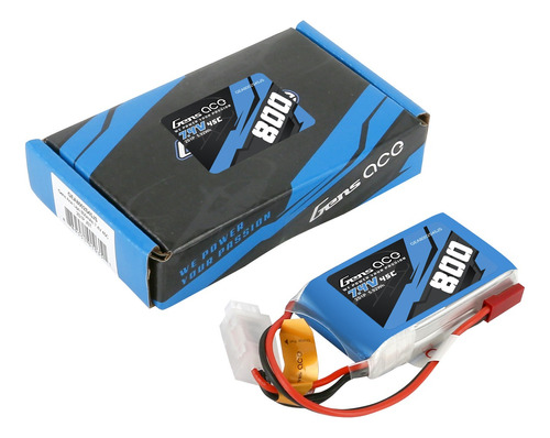 Batería Lipo Gens Ace 800 Mah 7.4v 2s 45c Conector Jst Drone