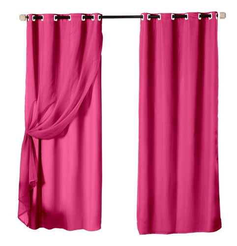 Cortina Blackout Blecaute C/ Voil 2,80 X 2,30 - Varias Cores Cor Pink