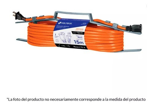 Extensión Eléctrica Uso Rudo 6m 2x16 Awg, Volteck 40189 Color Naranja