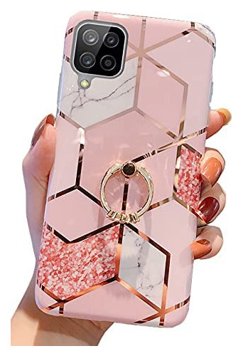 Qokey Funda Para Samsung Galaxy A12 Bonita Brillante Mujer