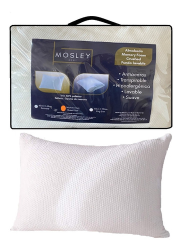 Almohada Memory Crushed Con Cierre Medida King Sizes 50x90 