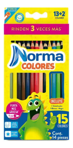 Norma Lapices De Colores 12 + 3 De Regalo 4mm Originales