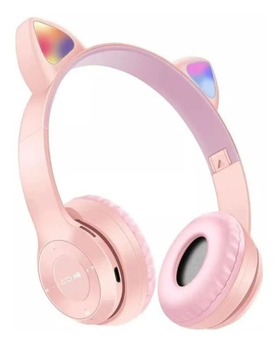 Auricular Inalámbrico Bt Noga C473bt Vincha Gatito Rosa