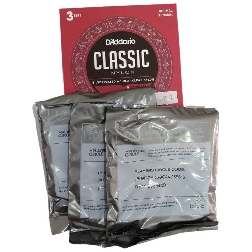 Encordado Guitarra Clásica D'addario Classic Ej27n Pack X5