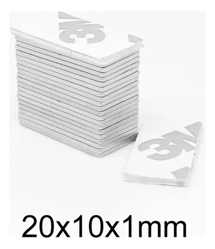 10x Iman De Neodimio Rectangular 20 X 10 X 1 Mm Autoadhesivo