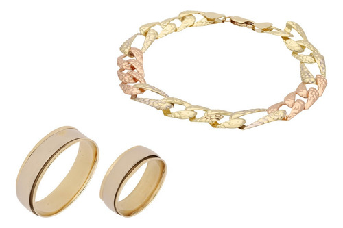 Imagen 1 de 4 de Juego De Pulsera Tipo Cartier Y Argolla 14k Oro 13 Gramos
