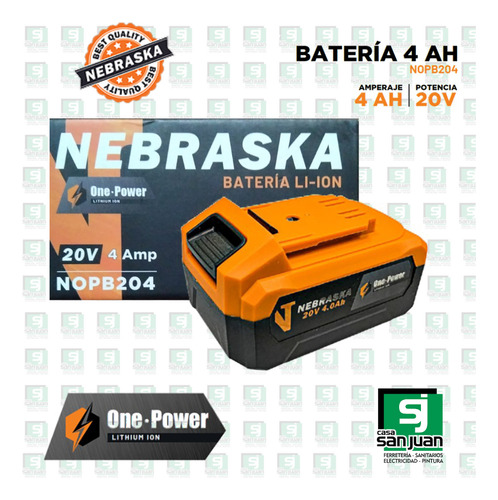 Batería Li-ion 20v 4 Ah One-power Nopb204 Nebraska