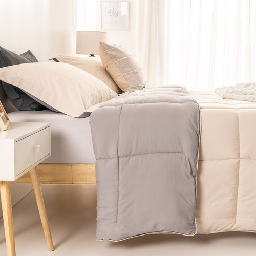 Plumón Quilt 2 Plazas Arredo Reversible Colores Lisos