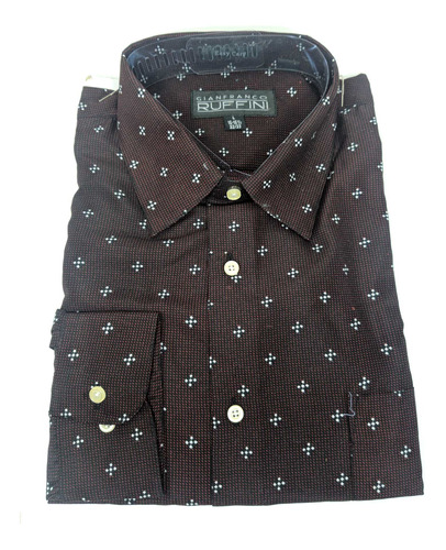 * Camisa Hombre Talla L 16 16 1/2, 32/33 Fitted Marron