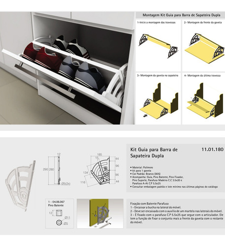 Kit Articulador Para Sapateira Moveis Branco