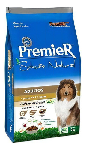 Alimento Premier Super Premium Seleção Natural para cão adulto todos os tamanhos sabor frango em sacola de 12kg