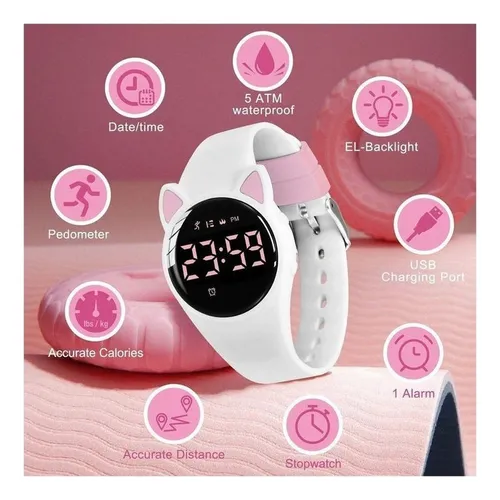 Reloj Deportivo Digital Infantil Impermeable Kawaii
