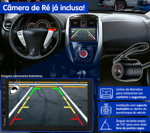 Multimídia 7'' H-tech Ht-3625ca Android Auto Carplay Câmera