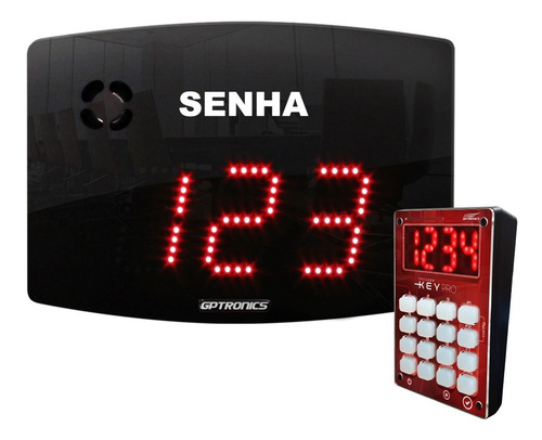Painel Chama Senhas S/ Fio Sequencial Com Controle Digital Cor Led Vermelho