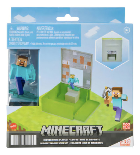 Juguete Figura Minecraft Set Mina De Diamante Con Steve