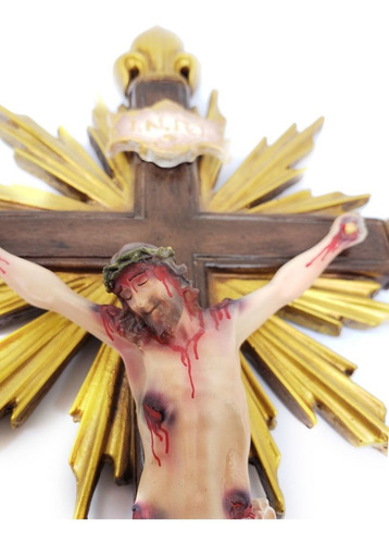 Imagem 4 de 5 de Crucifixo Resplendor C/ Pontas Flor De Liz 38cm