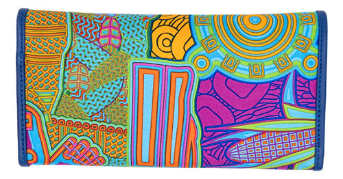 Cartera De Bolsillo Sda Pineda Covalin Diseño Diosas Mexicas Color Azul/rosa